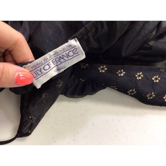 Lily of France Vintage Black Sheer Nightgown Made in USA Womens Small - Picture 5 of 8